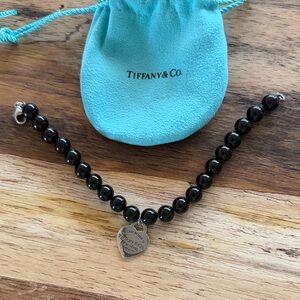 Tiffany & Co. Black Onyx Bracelet with Return to Tiffany Heart Charm
